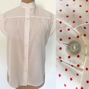 Vintage 80s Polka Dot Blouse *Size 14* JACQUES RICHARDS Red White Sleeveless Top